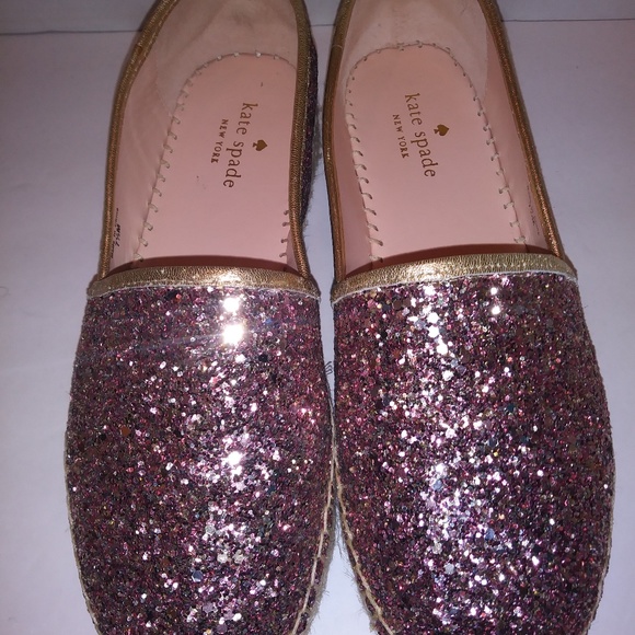 kate spade Shoes - Kate Spade pink glitter espadrilles size 7 1/2M